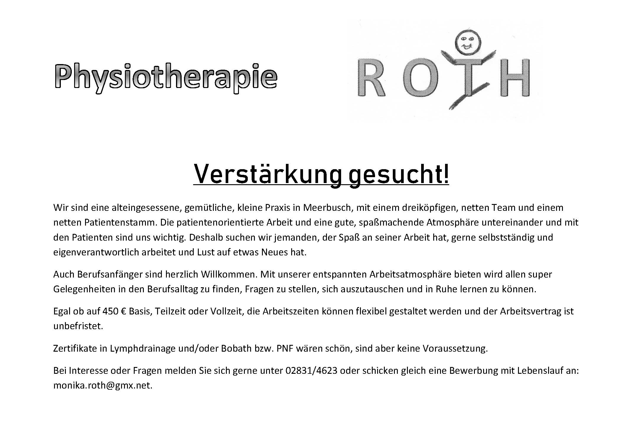 Stellenangebot Physiotherapie Roth (05.11.2019)